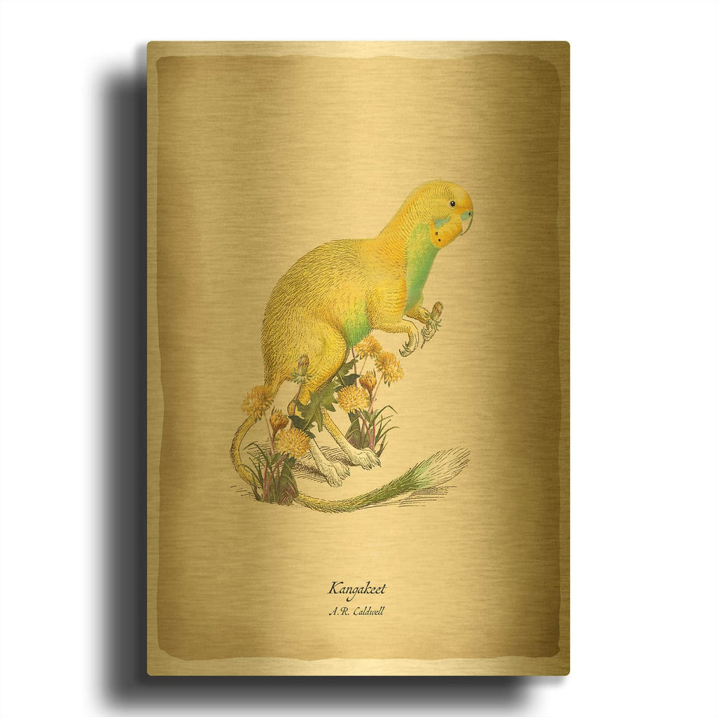 'Kangakeet' By Angela Tannehill Gold Metal Wall Art