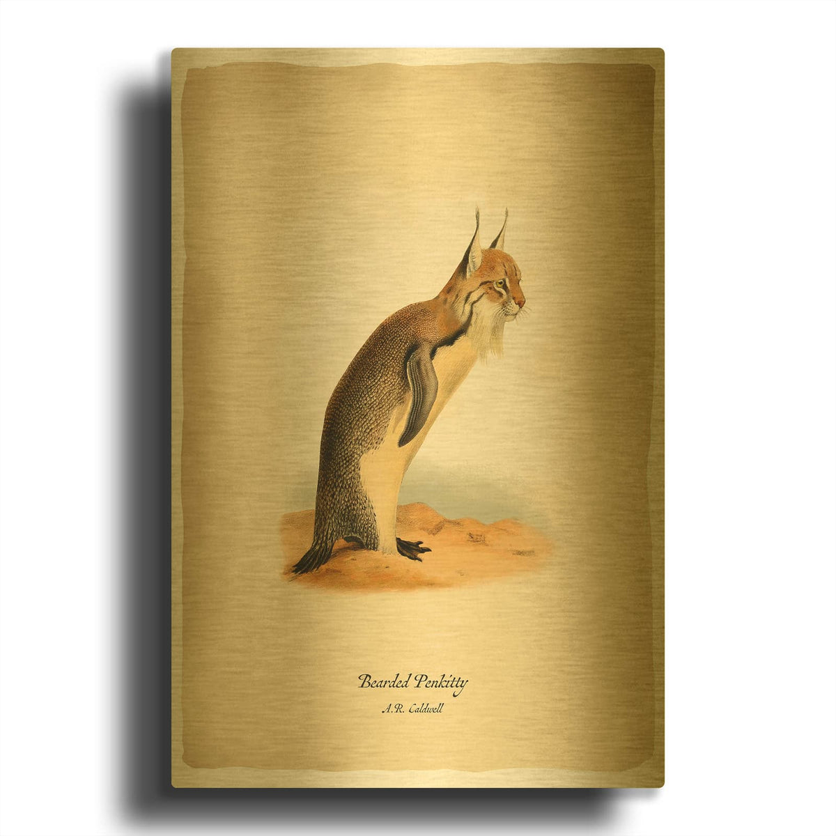'Pen-Kitty' By Angela Tannehill Gold Metal Wall Art