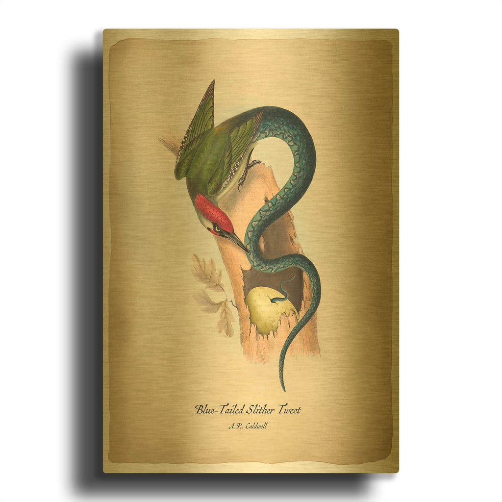 'Slithertweet' By Angela Tannehill Gold Metal Wall Art