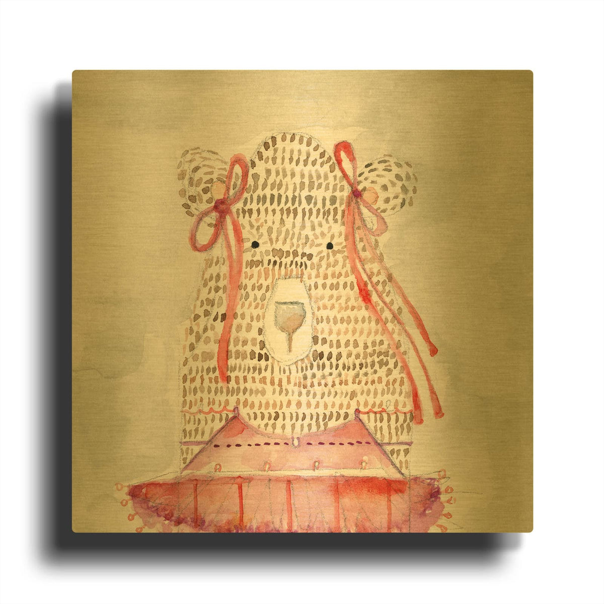'Ballerina Bear' By Natalie Timbrook Gold Metal Wall Art