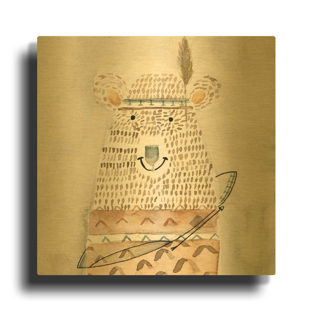'Native Bear' By Natalie Timbrook Gold Metal Wall Art