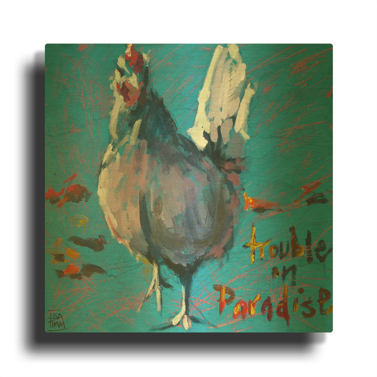 'Trouble In Paradise' By Lisa Timmerman Gold Metal Wall Art