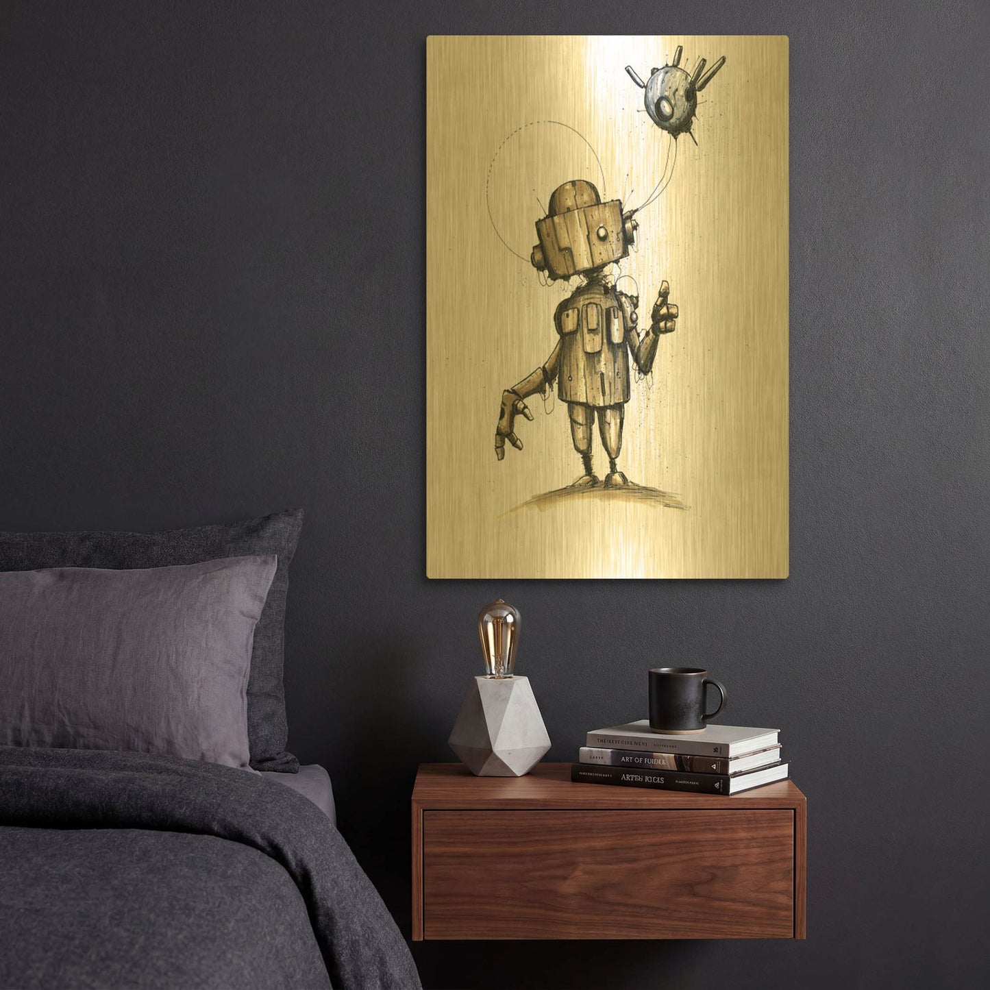 'Ink Bot 1.0' By Craig Snodgrass Gold Metal Wall Art