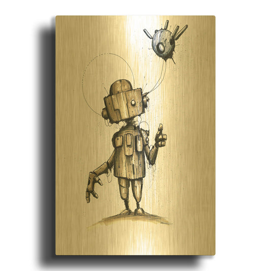 'Ink Bot 1.0' By Craig Snodgrass Gold Metal Wall Art