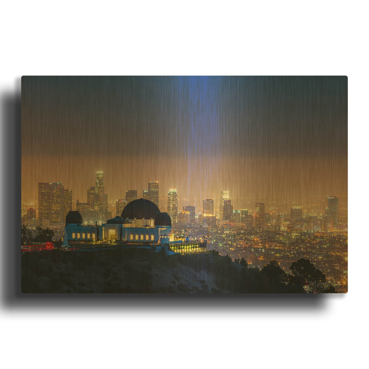 'L A Skyline With Griffith Observatory' By Toby Harriman Visuals Gold Metal Wall Art