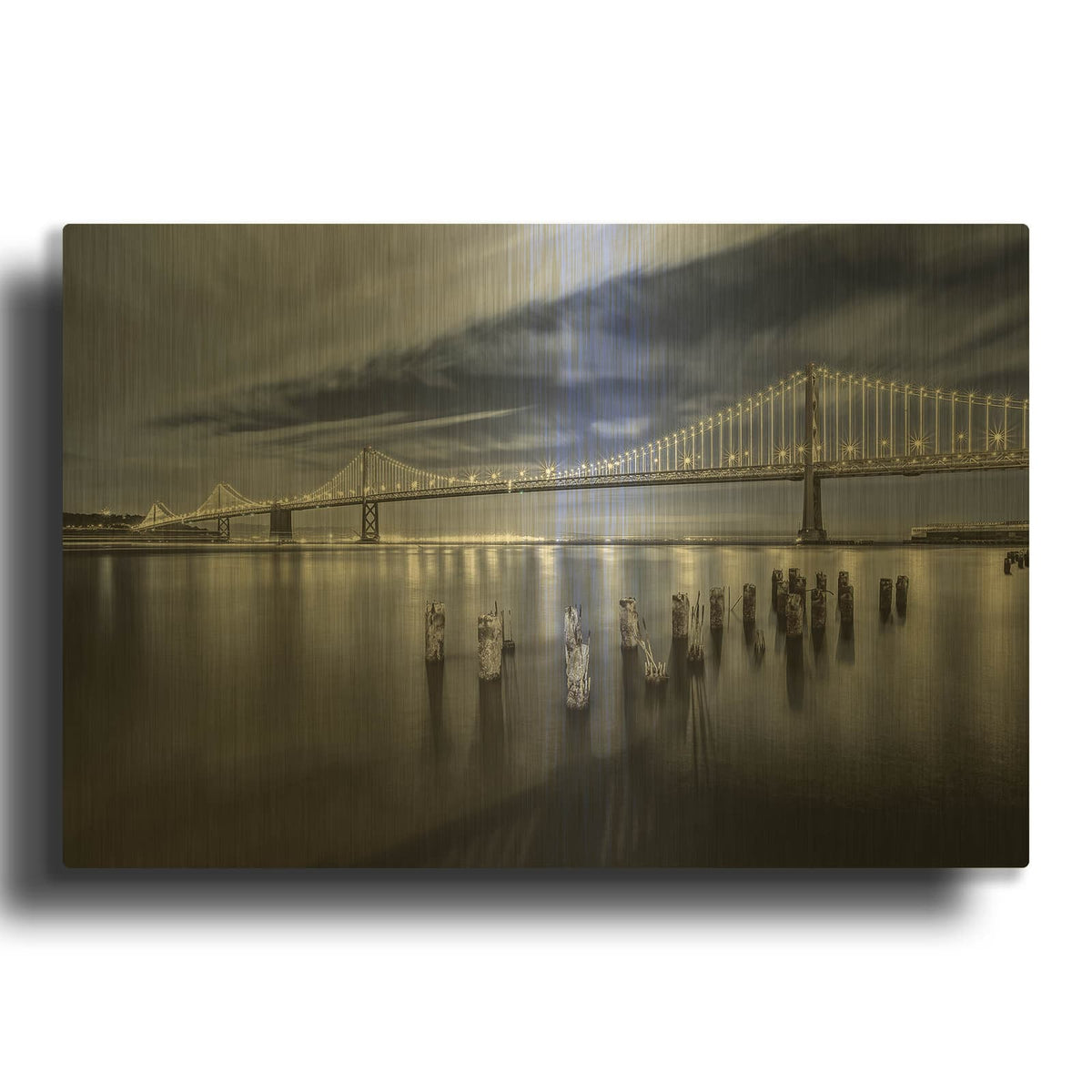 'The Bay Lights' By Toby Harriman Visuals Gold Metal Wall Art