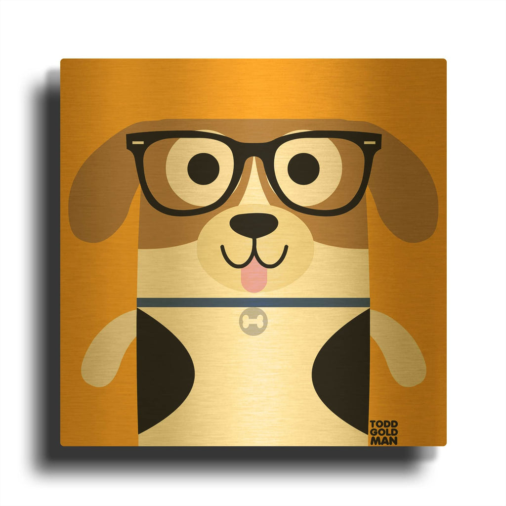 'Bow Wow Beagle' By Todd Art Gold Metal Wall Art