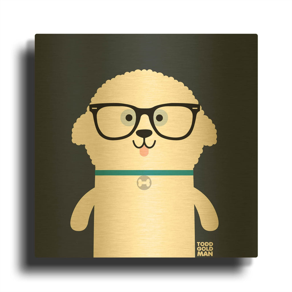'Bow Wow Bichon Frise' By Todd Art Gold Metal Wall Art