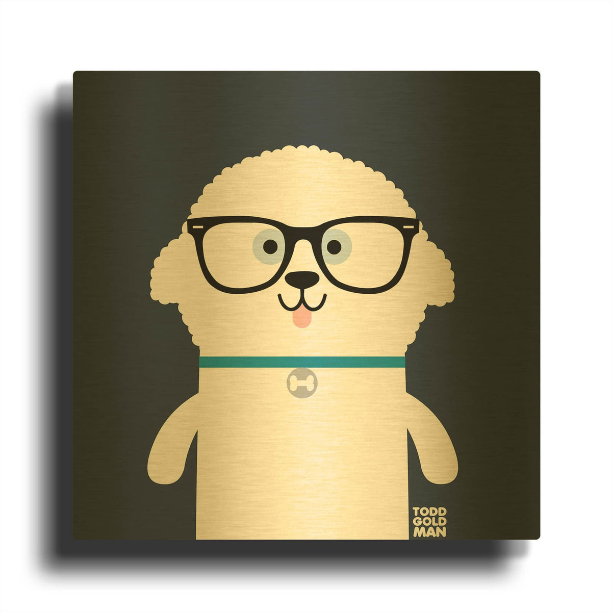 'Bow Wow Bichon Frise' By Todd Art Gold Metal Wall Art