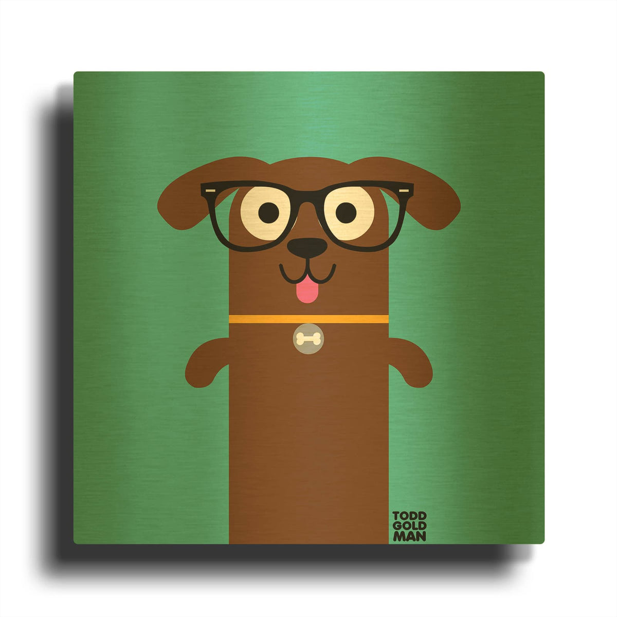 'Bow Wow Dachshund' By Todd Art Gold Metal Wall Art