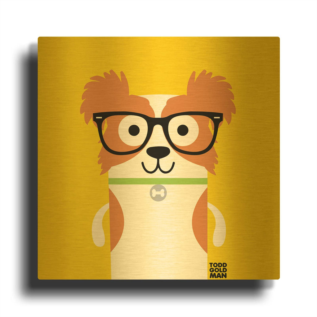 'Bow Wow Papillon' By Todd Art Gold Metal Wall Art