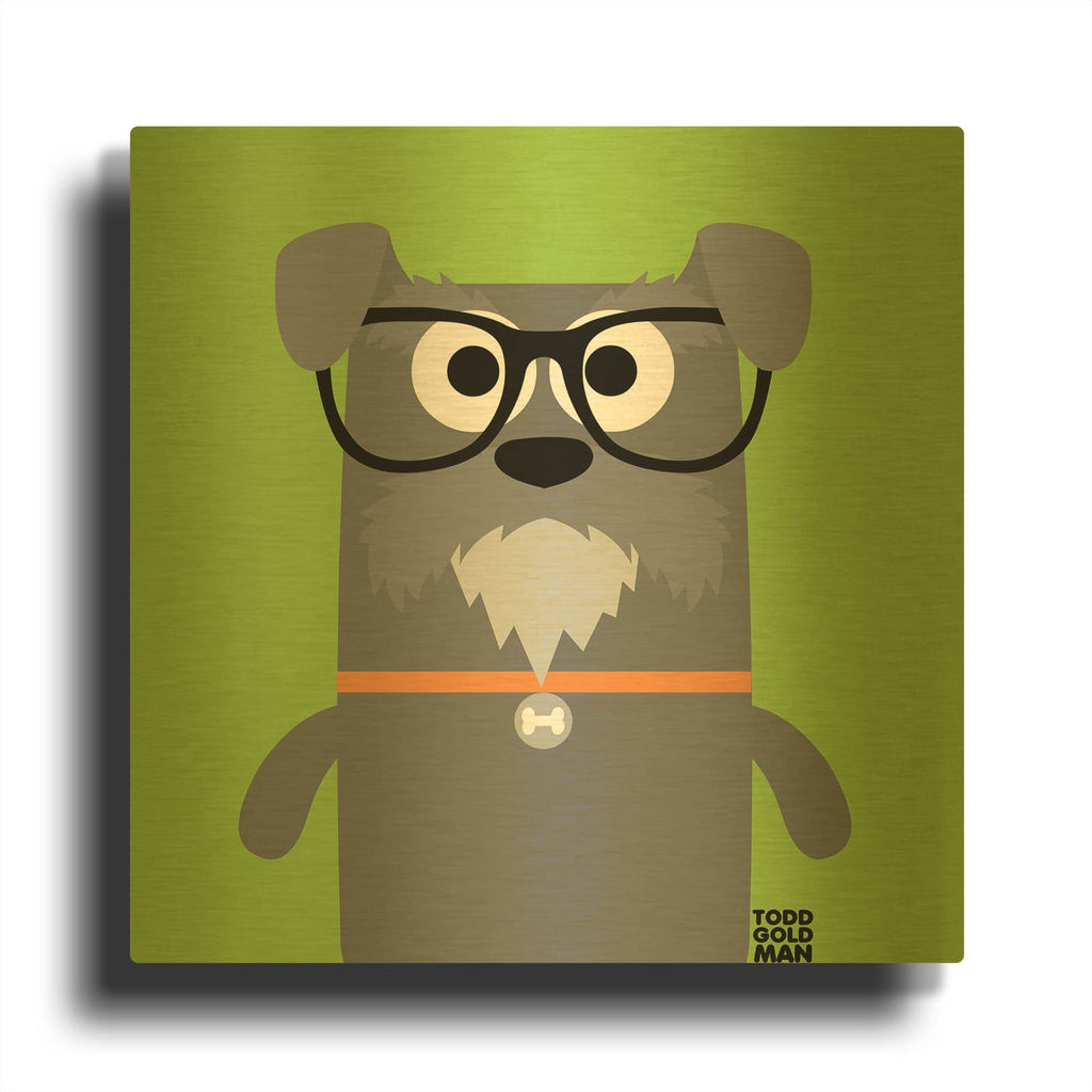 'Bow Wow Schnauzer' By Todd Art Gold Metal Wall Art