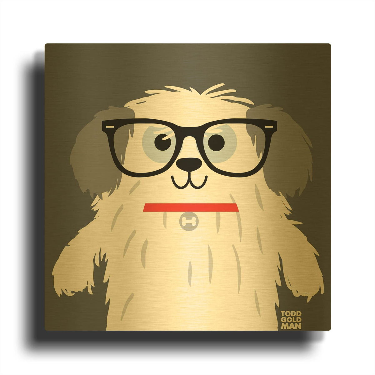 'Bow Wow Sheepdog' By Todd Art Gold Metal Wall Art