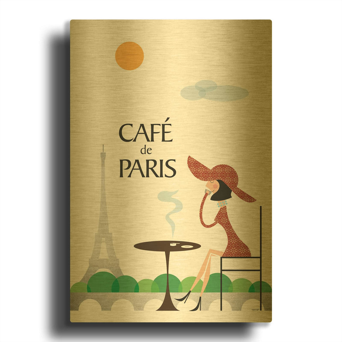 'Cafe De Paris' By Tomas Design Gold Metal Wall Art