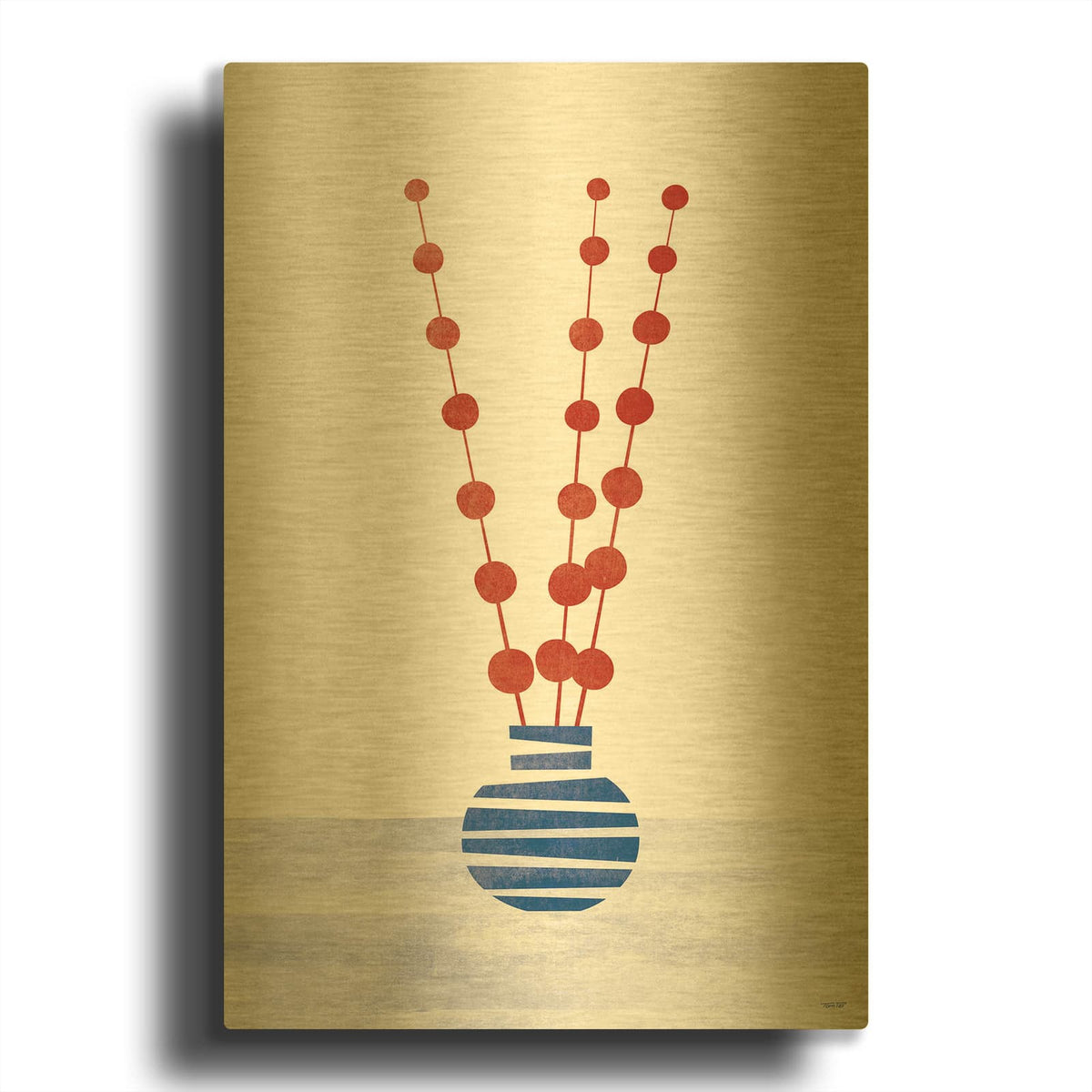 'Flowers' By Tomas Design Gold Metal Wall Art