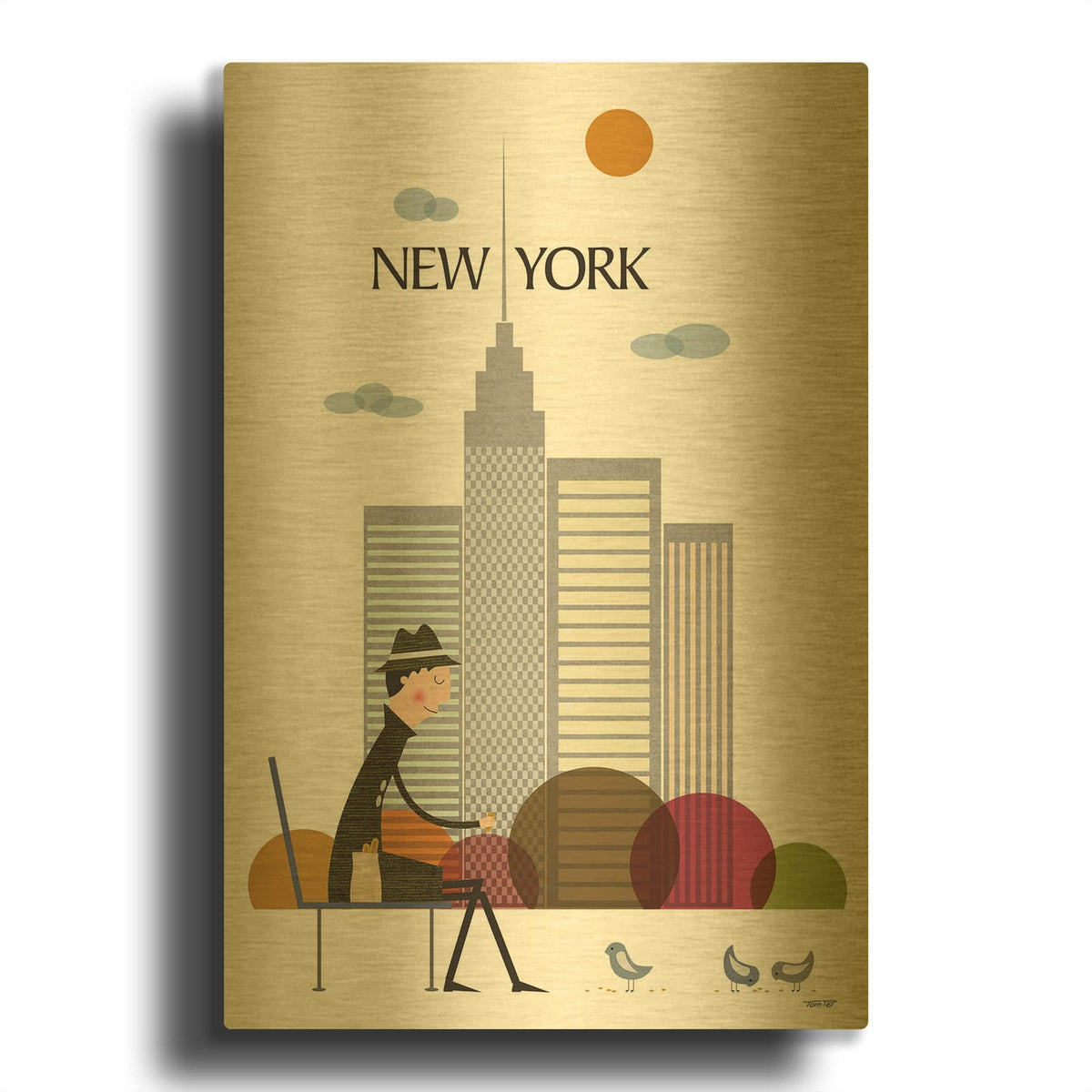 'New York' By Tomas Design Gold Metal Wall Art