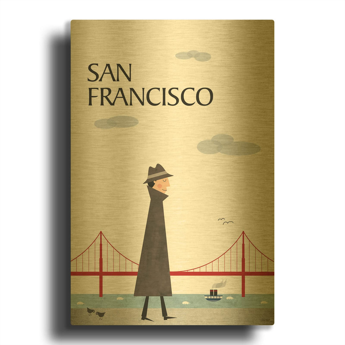 'San Francisco' By Tomas Design Gold Metal Wall Art