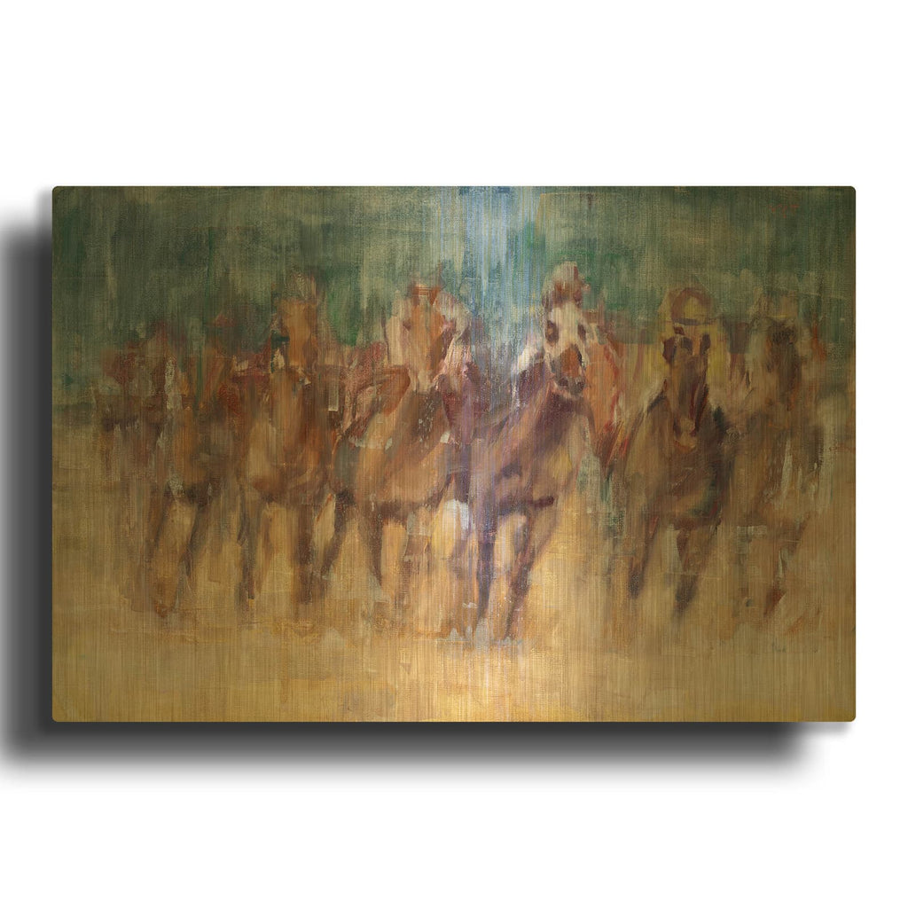 'Final Sprint' By Valtcho Tonov Gold Metal Wall Art