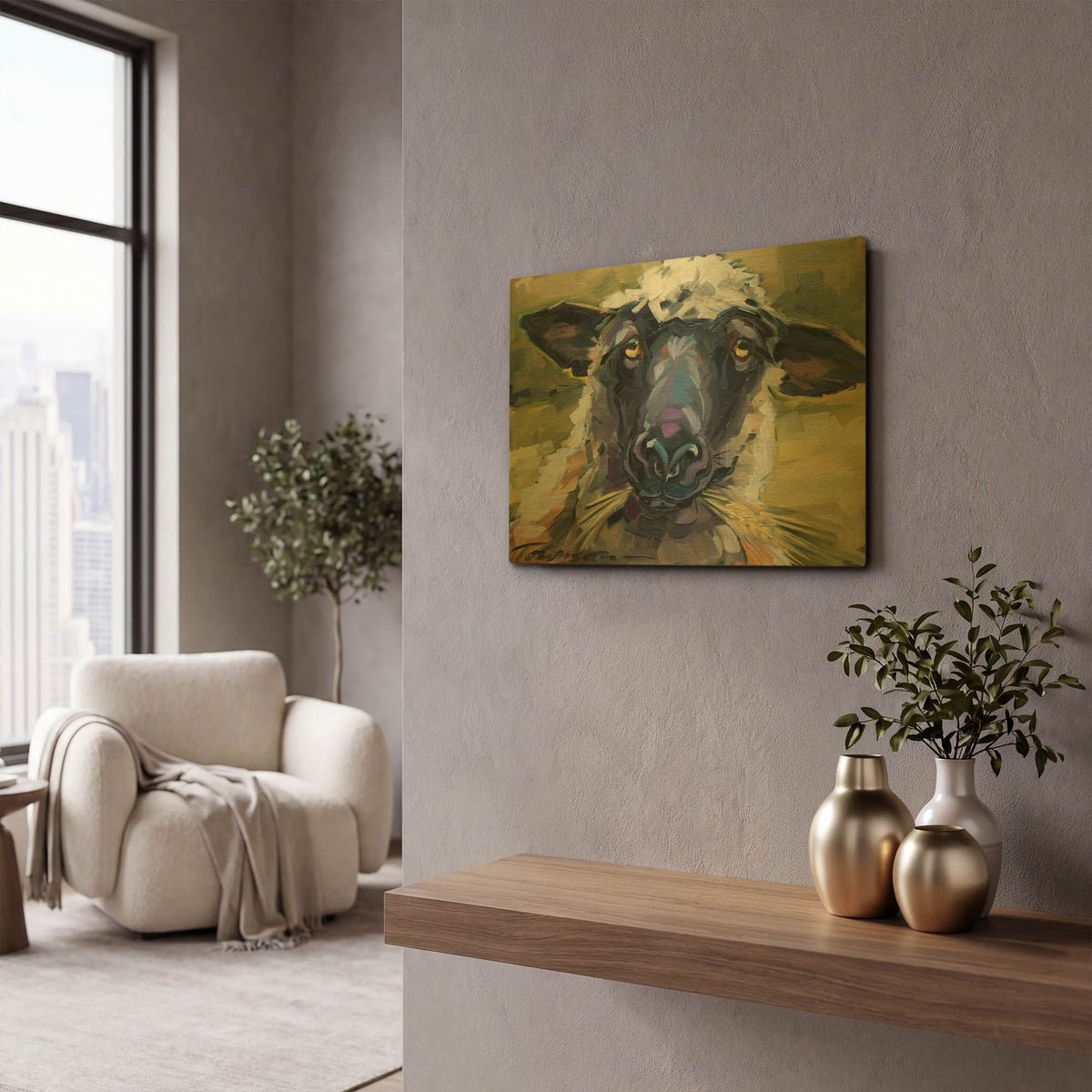 'Bless Ewe' By CR Townsend Gold Metal Wall Art