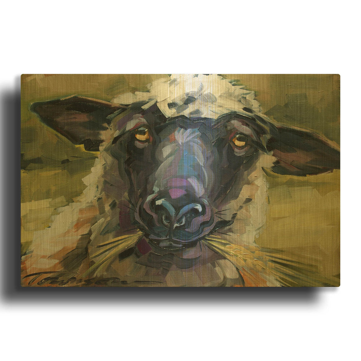 'Bless Ewe' By CR Townsend Gold Metal Wall Art