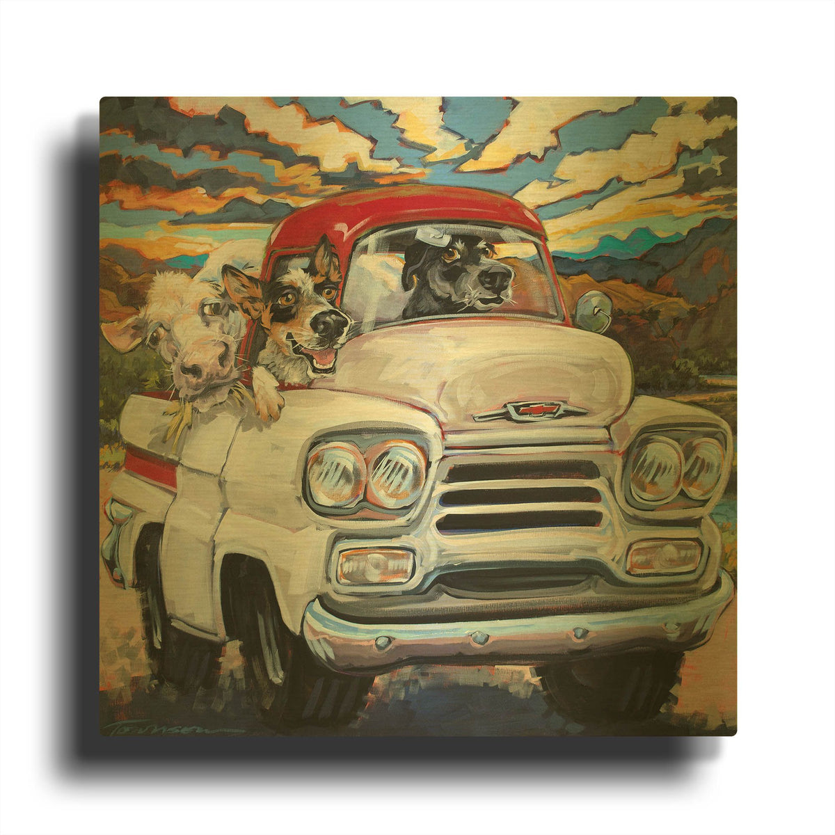 'Cattle Drive' By CR Townsend Gold Metal Wall Art