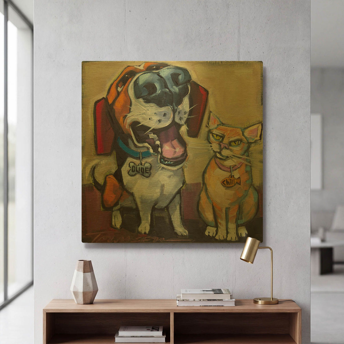 'Dude Chill' By CR Townsend Gold Metal Wall Art