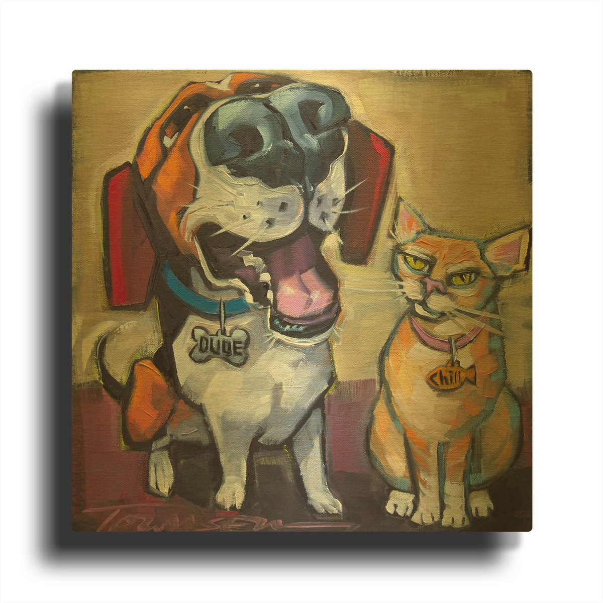 'Dude Chill' By CR Townsend Gold Metal Wall Art