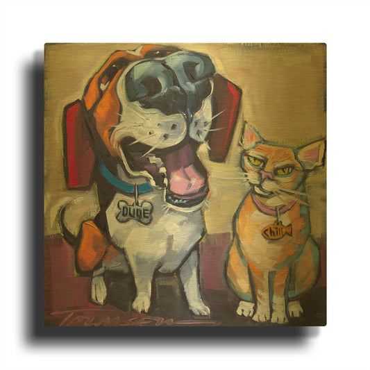 'Dude Chill' By CR Townsend Gold Metal Wall Art