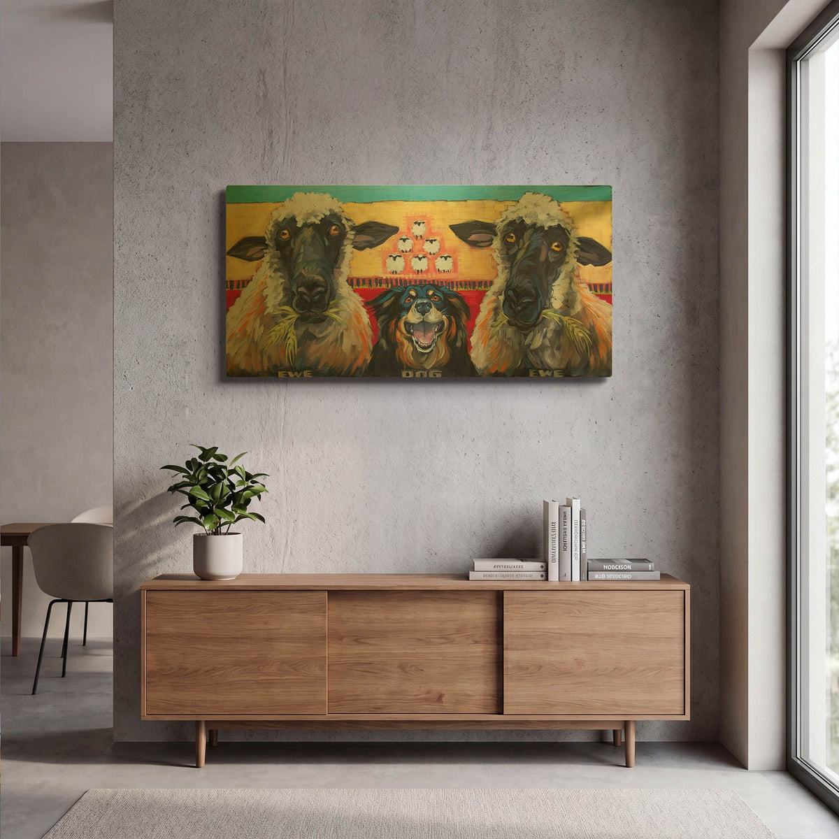 'Ewe Dog Ewe' By CR Townsend Gold Metal Wall Art