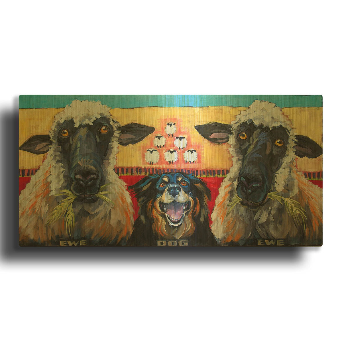 'Ewe Dog Ewe' By CR Townsend Gold Metal Wall Art