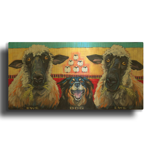 'Ewe Dog Ewe' By CR Townsend Gold Metal Wall Art