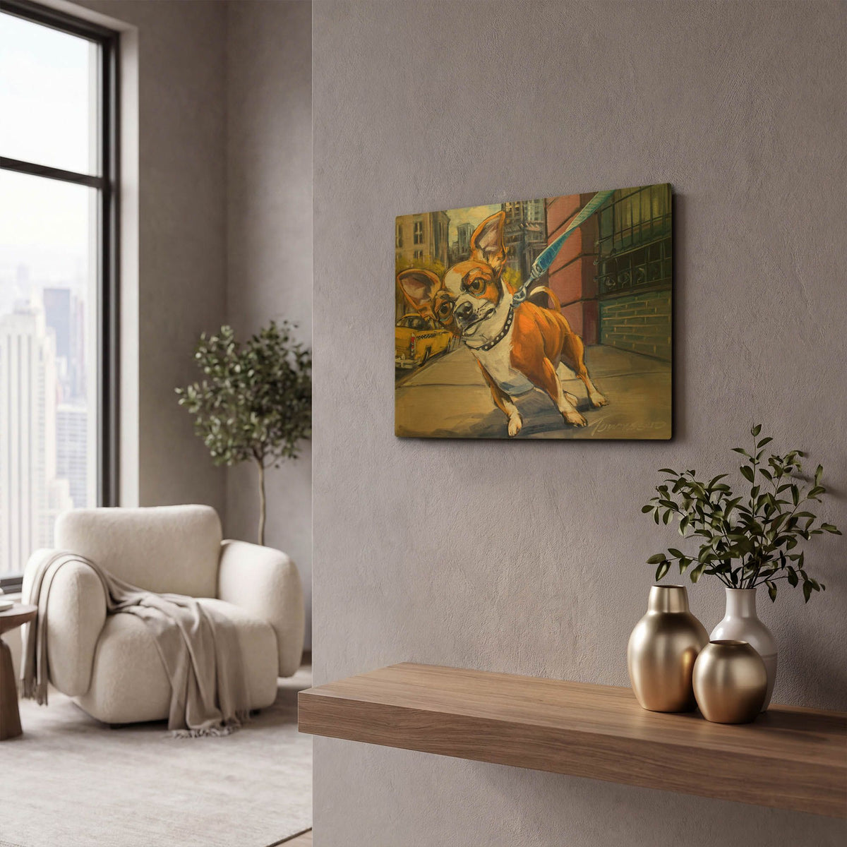 'Fetch Cab' By CR Townsend Gold Metal Wall Art