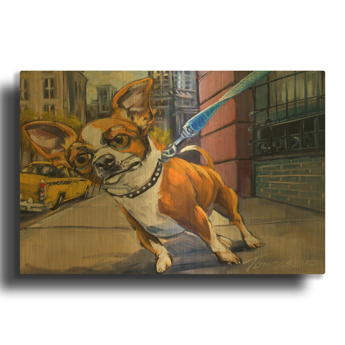 'Fetch Cab' By CR Townsend Gold Metal Wall Art