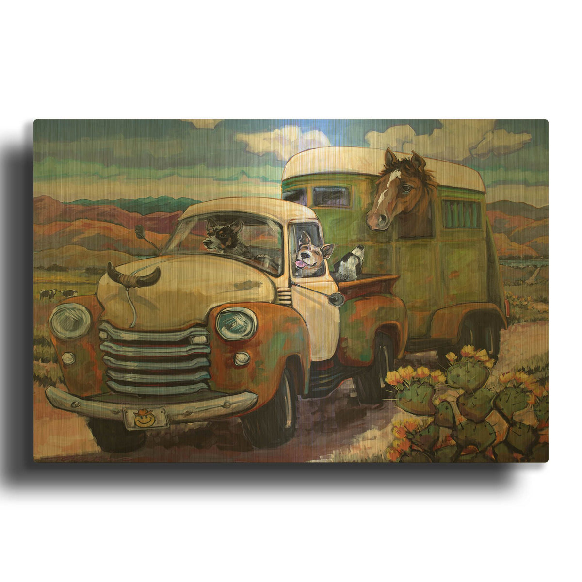 'Git Along Lil Dogies' By CR Townsend Gold Metal Wall Art