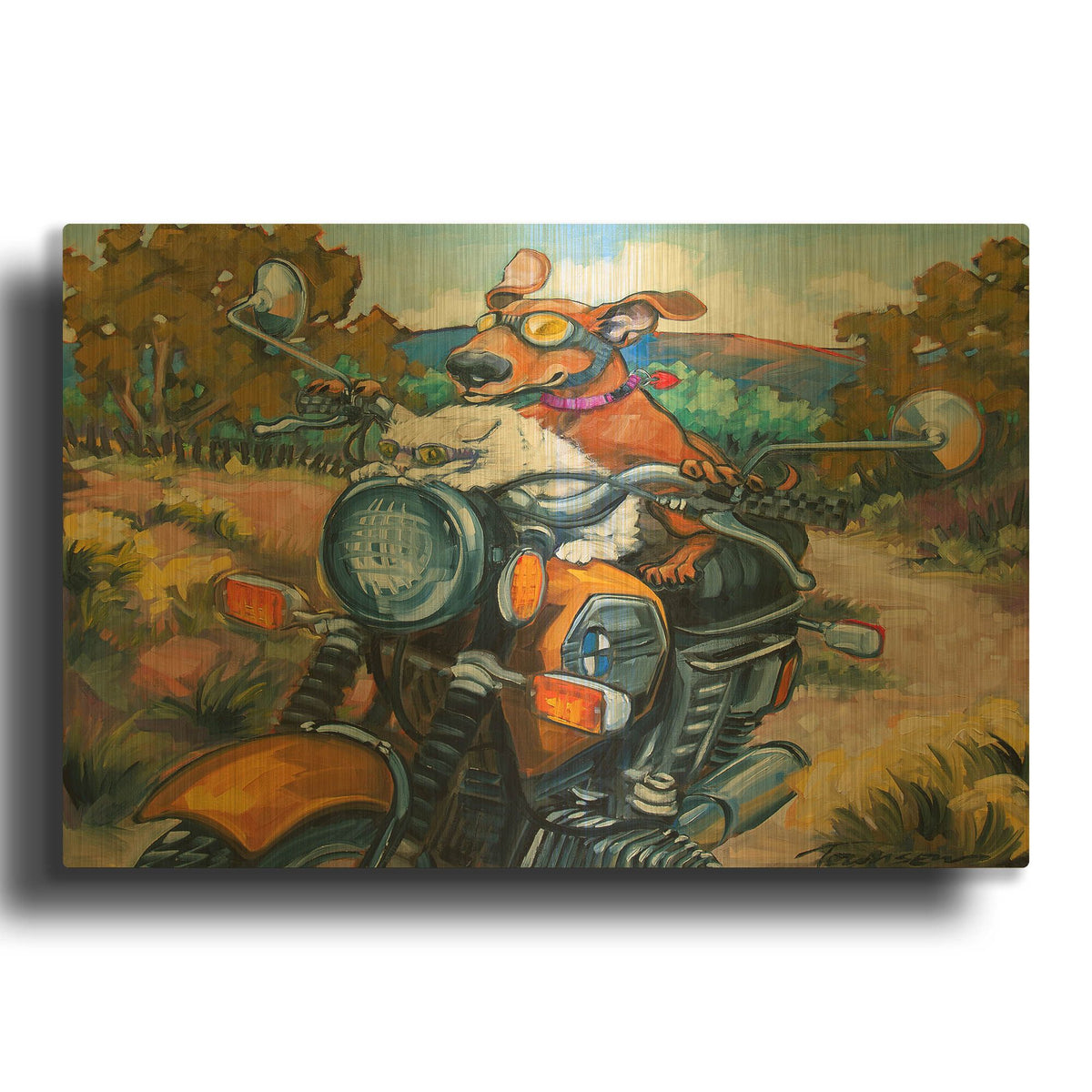 'Have Dog Will Travel' By CR Townsend Gold Metal Wall Art