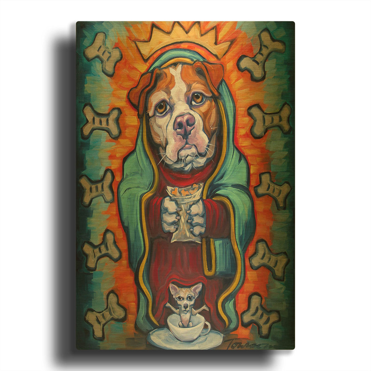 'Our Lady Of Perpetual Dog Biscuits' By CR Townsend Gold Metal Wall Art