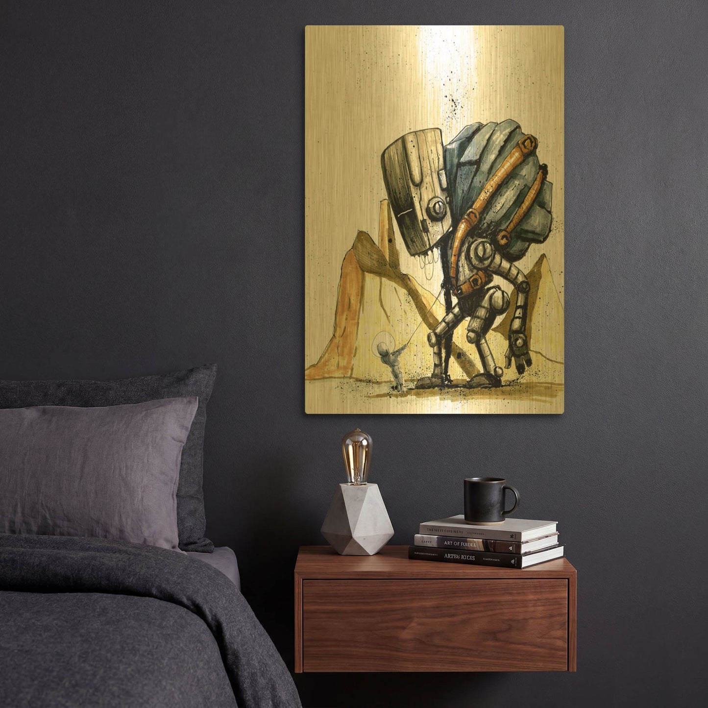 'Ink Bot 2.0' By Craig Snodgrass Gold Metal Wall Art