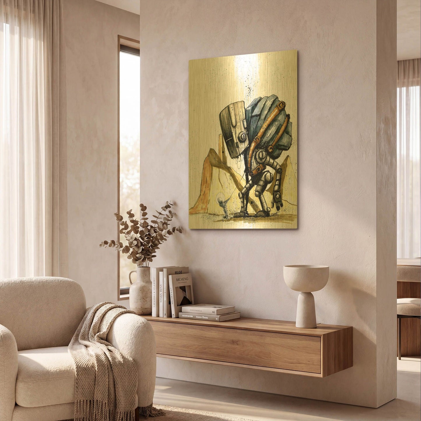 'Ink Bot 2.0' By Craig Snodgrass Gold Metal Wall Art