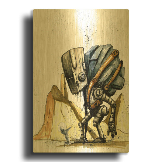 'Ink Bot 2.0' By Craig Snodgrass Gold Metal Wall Art