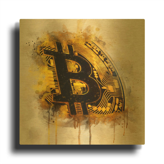'Bitcoin Era in Gold' By Surma and Guillen Gold Metal Wall Art