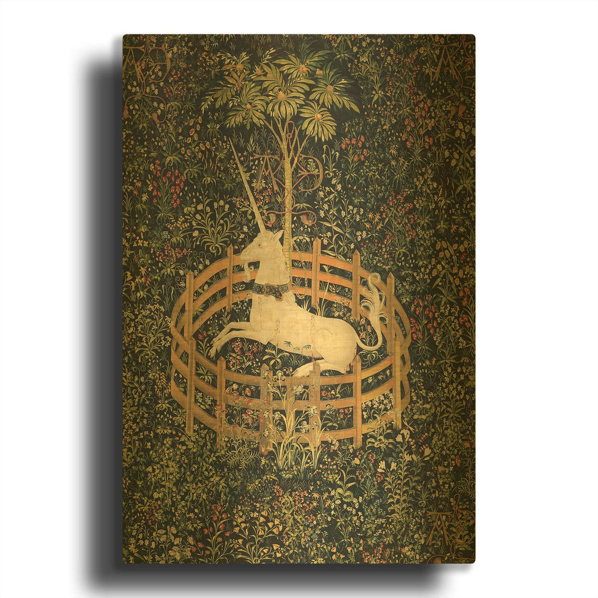 'The Unicorn In Captivity' By Unknown IC Gold Metal Wall Art