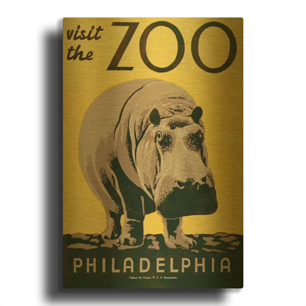 'Visit The Zoo' By Unknown IC Gold Metal Wall Art