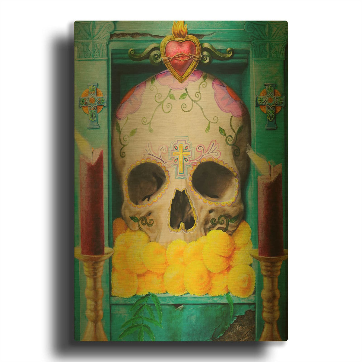 'Calavera' By Robert Valadez Gold Metal Wall Art