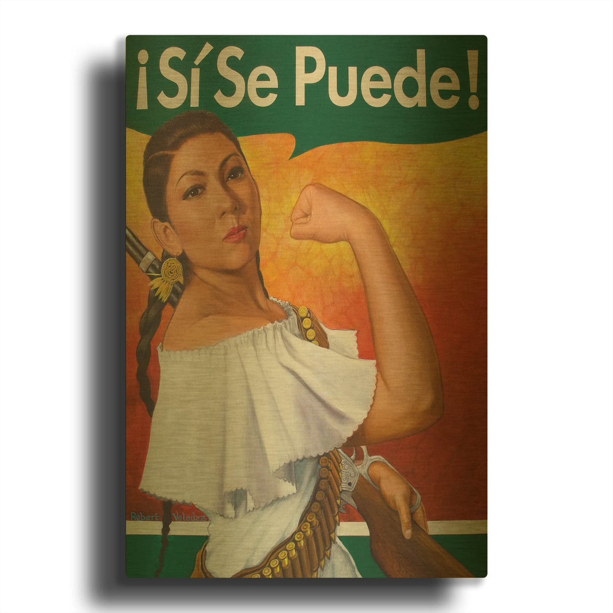 'Rosita Si Se Puede' By Robert Valadez Gold Metal Wall Art
