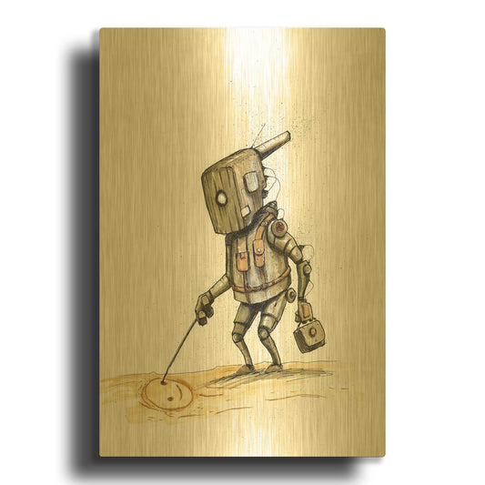 'Ink Bot 3.0' By Craig Snodgrass Gold Metal Wall Art