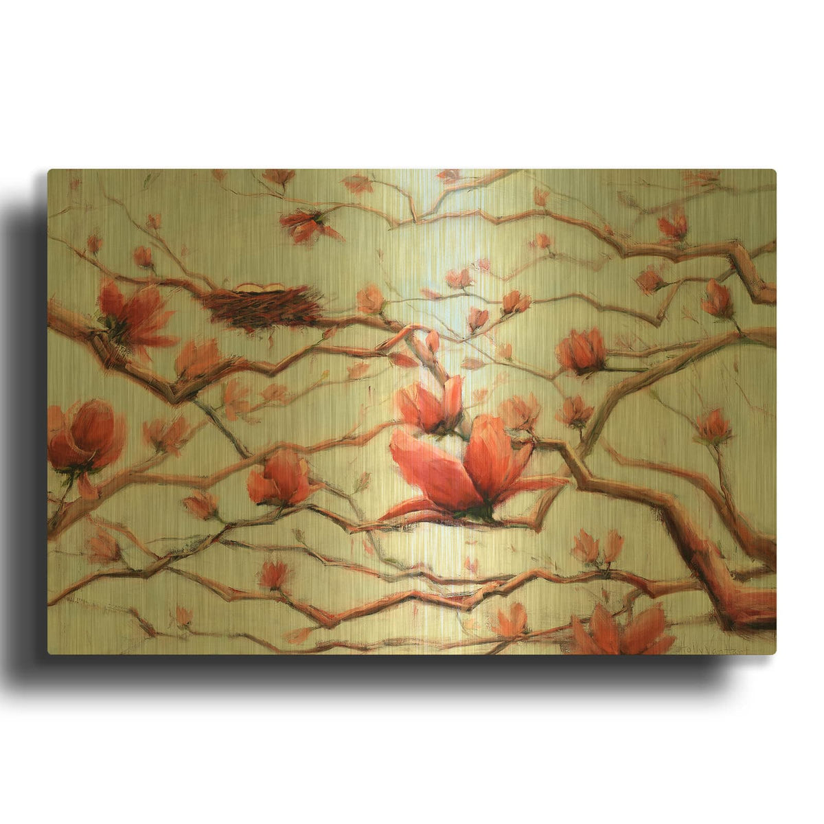 'Possibilities In Full Bloom' By Holly Van Hart Gold Metal Wall Art