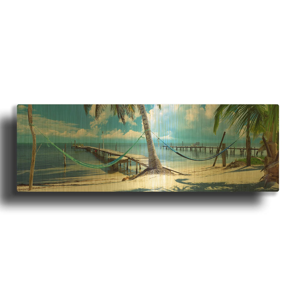 'Island Living' By Steve Vaughn Gold Metal Wall Art