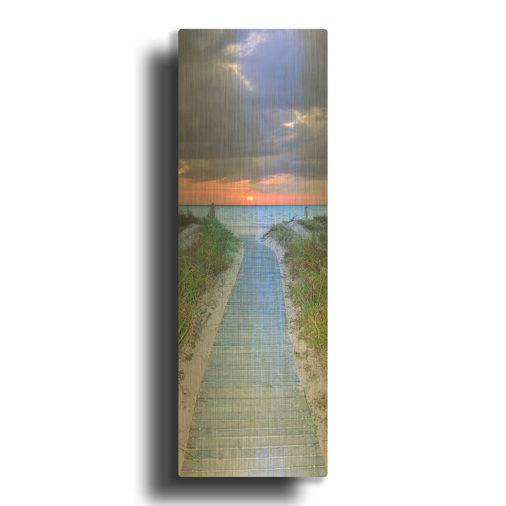 'Sunrise Boardwalk' By Steve Vaughn Gold Metal Wall Art