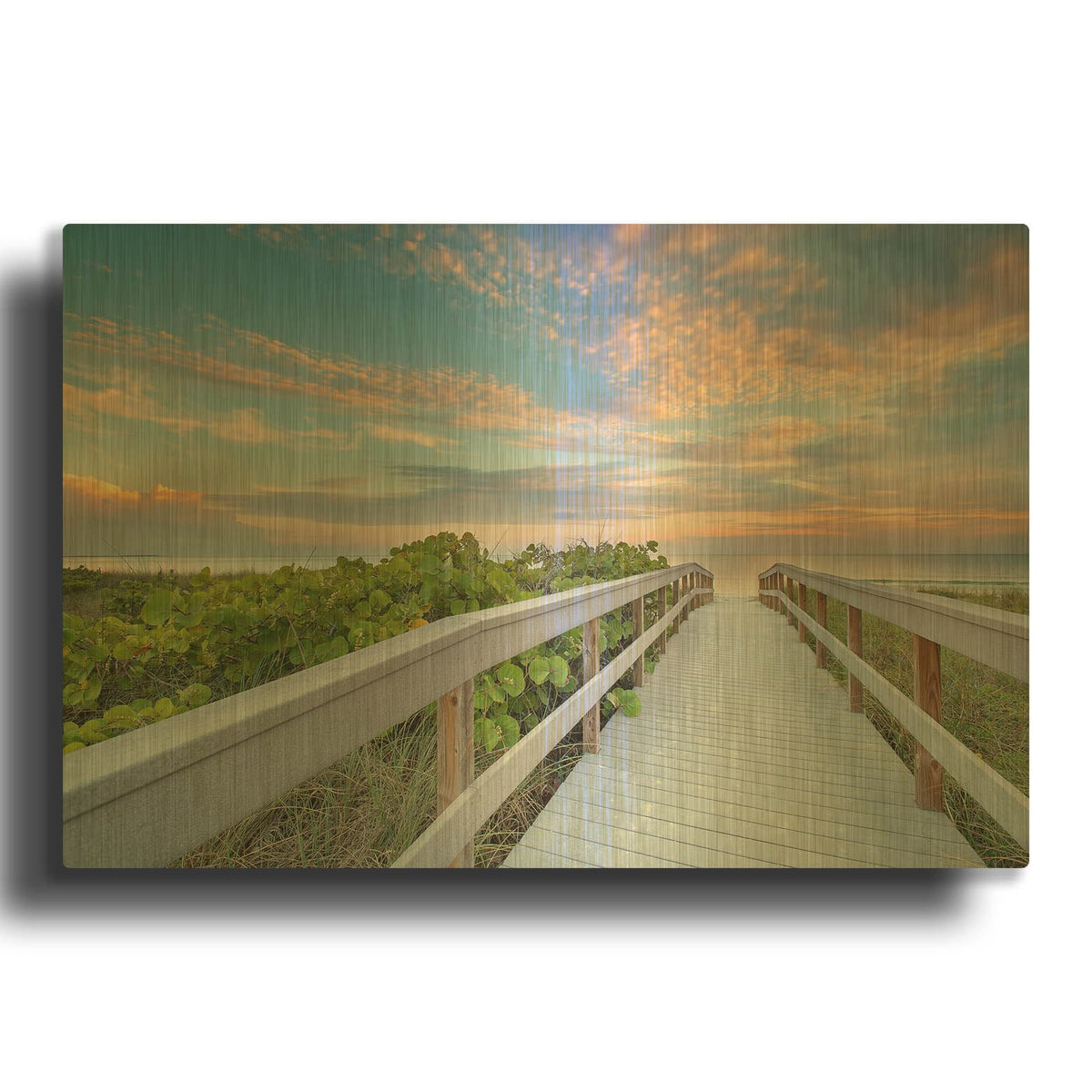 'The Walk To Sunset Beach' By Andrew Vernon Gold Metal Wall Art