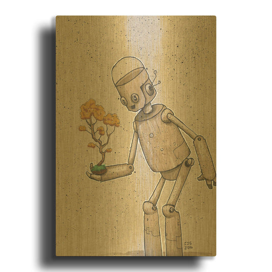 'Ink Bot Bonsai' By Craig Snodgrass Gold Metal Wall Art
